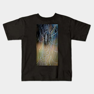 Colourful Spider Web with Dewdrops Kids T-Shirt